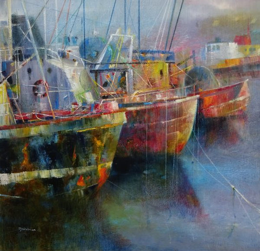 Artist Paul Dolman - Fine Art Framed Limited Edition Print - Rusty Boats